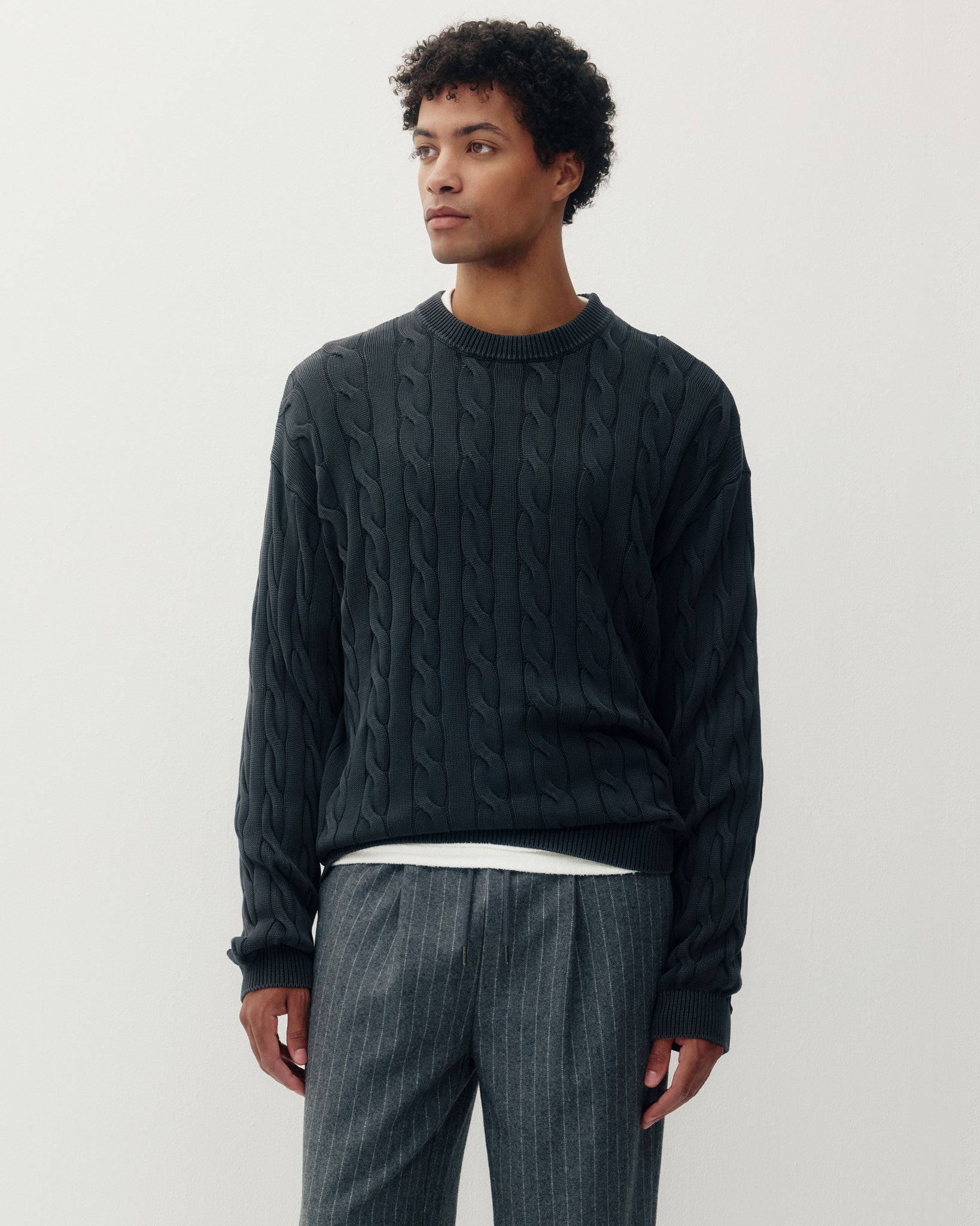 Braided Knit Box Crew