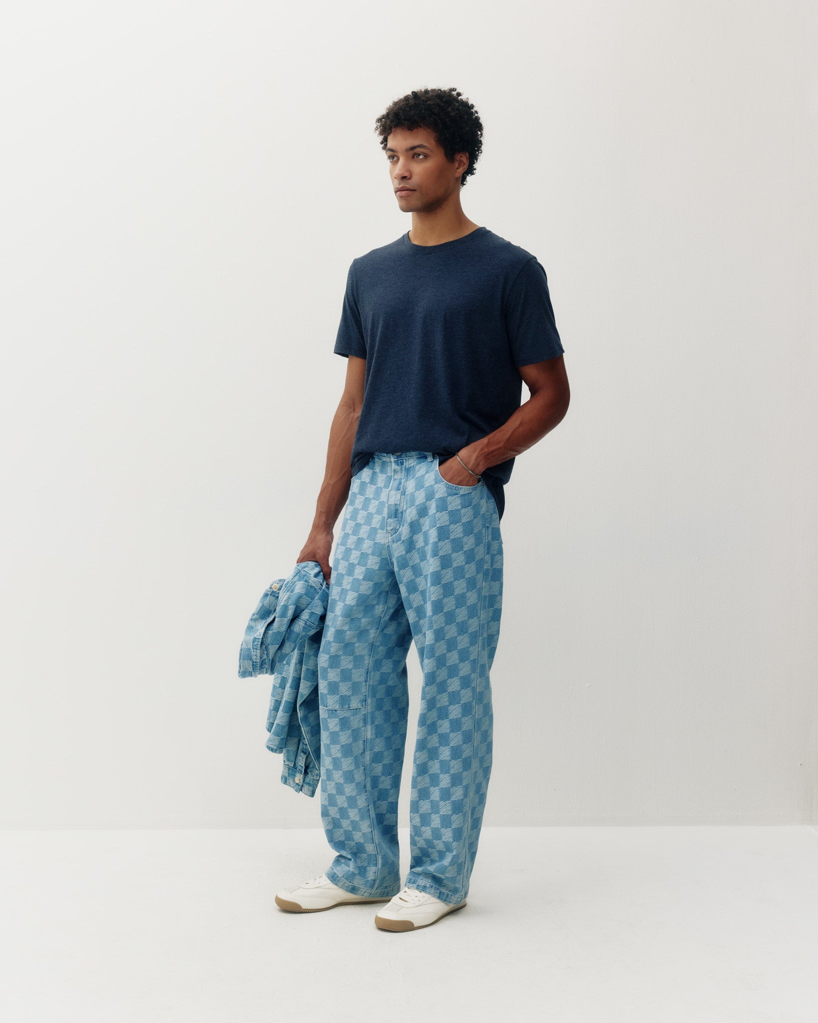 Checkered Baggy Denim