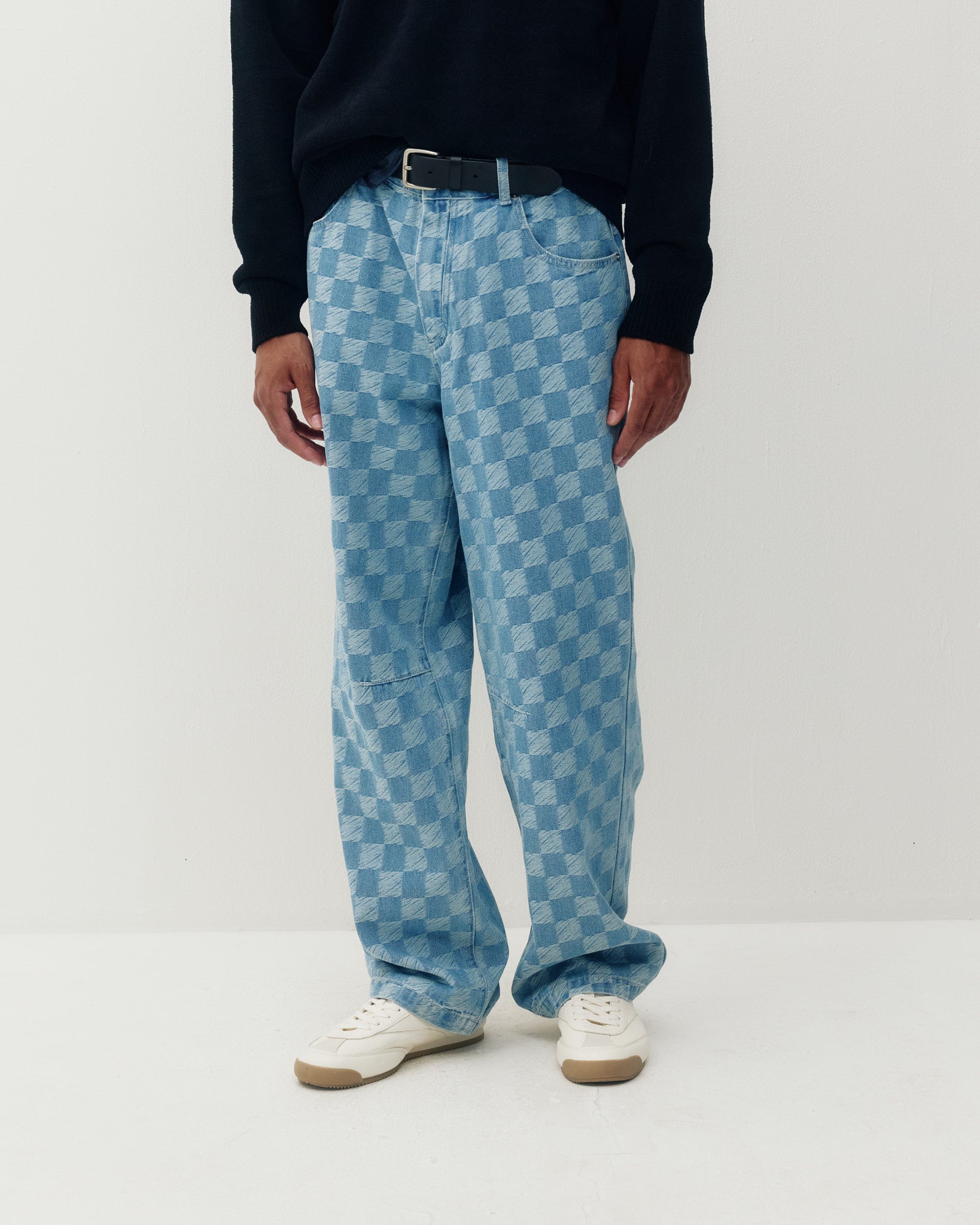 Checkered Baggy Denim