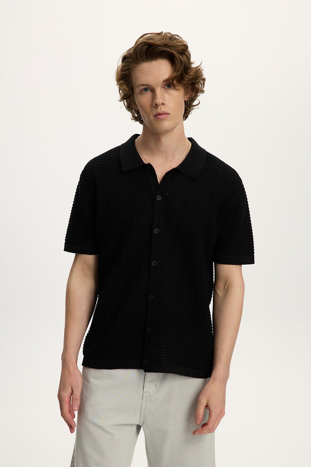 Wave Knit Polo Shirt