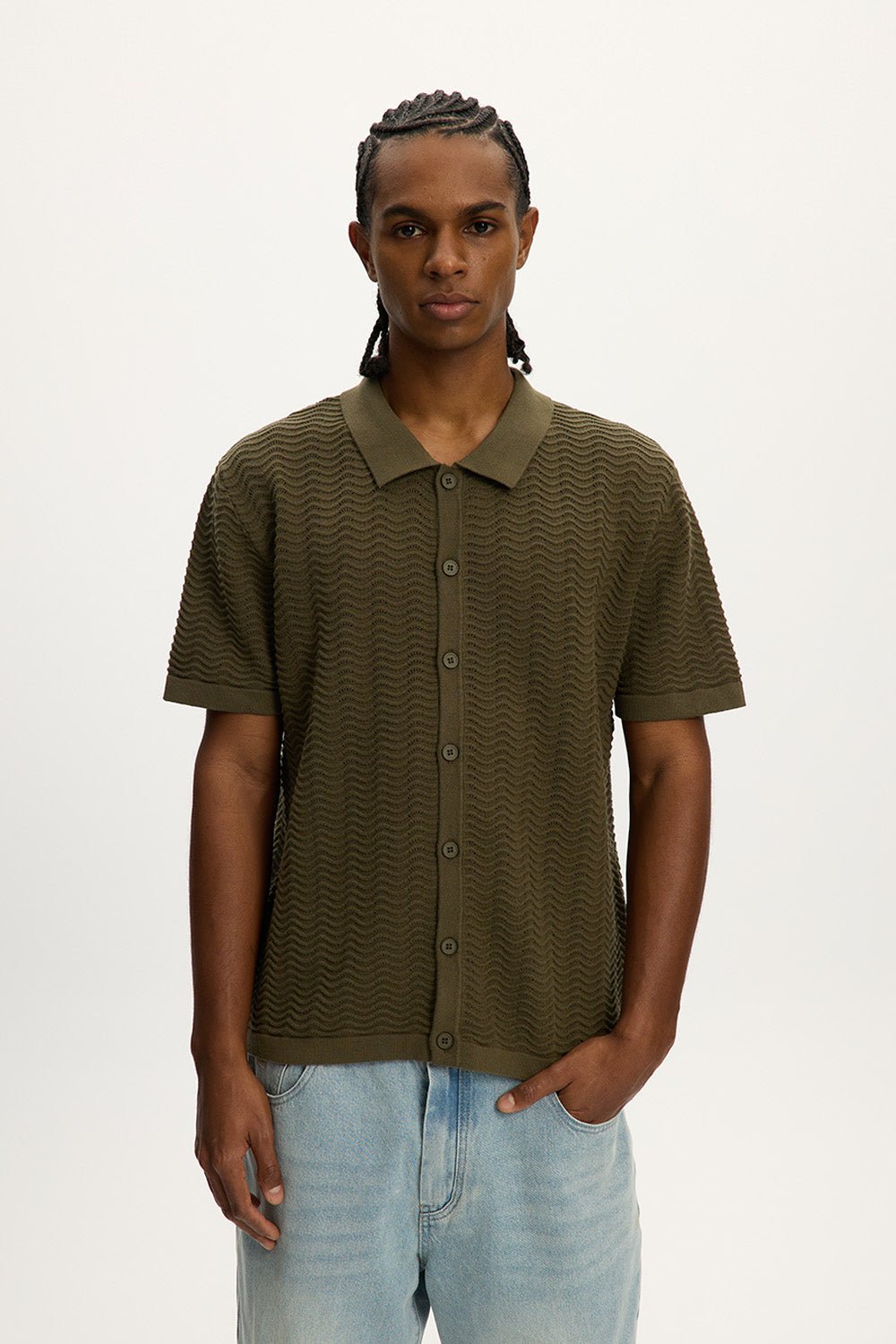Wave Knit Polo Shirt