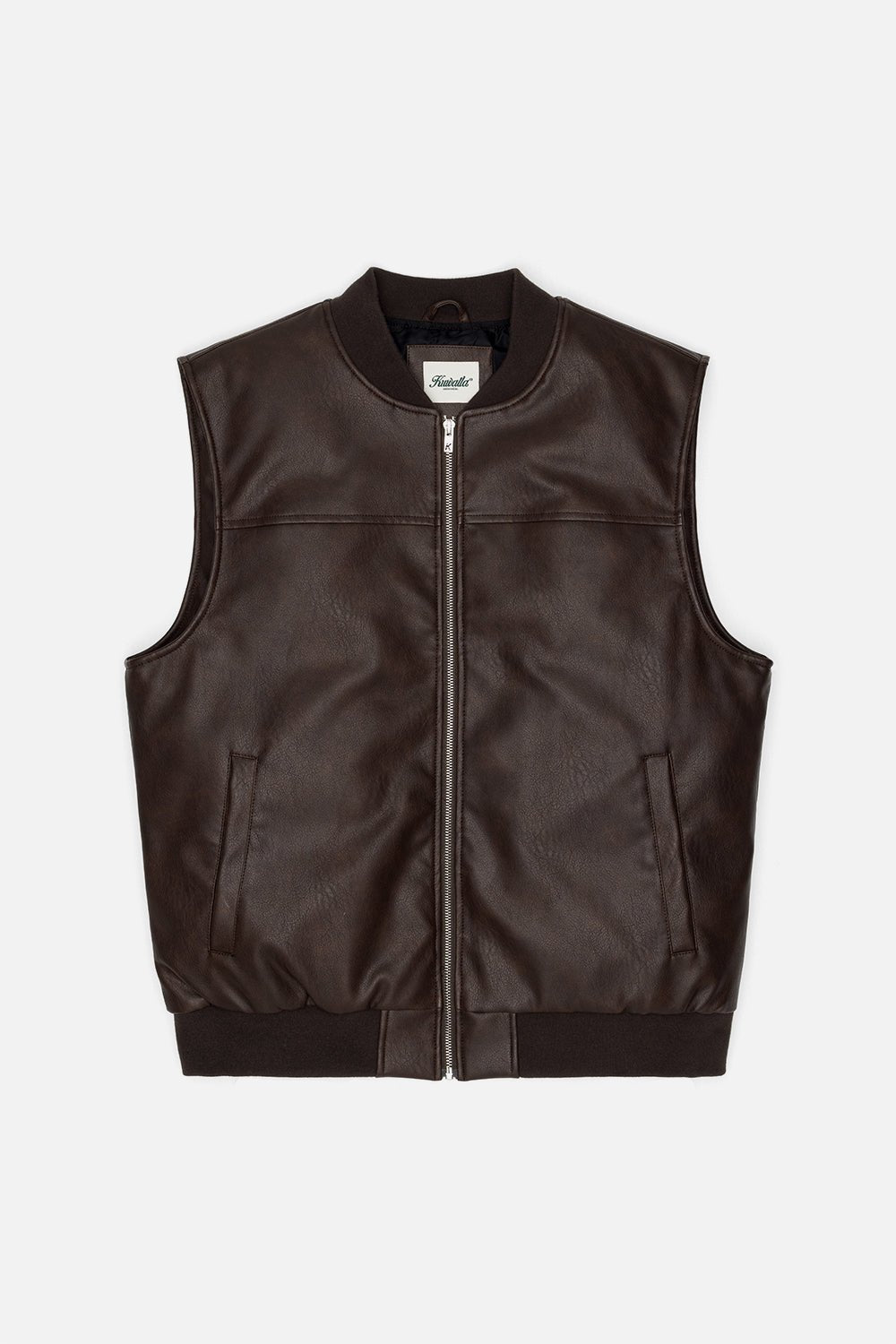 Vegan Leather Vest Brown KUWALLA TEE