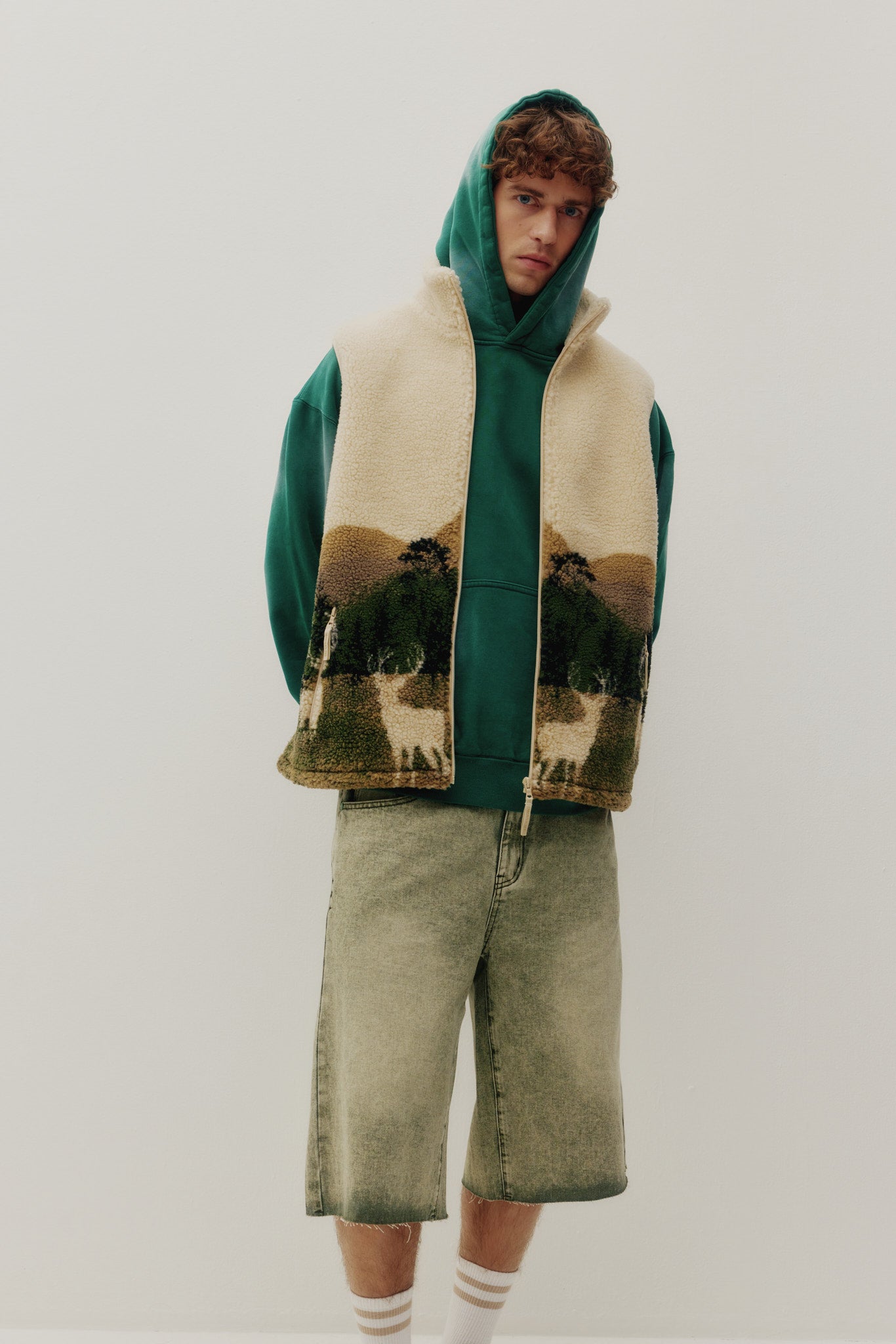 Sleeveless Printed Sherpa