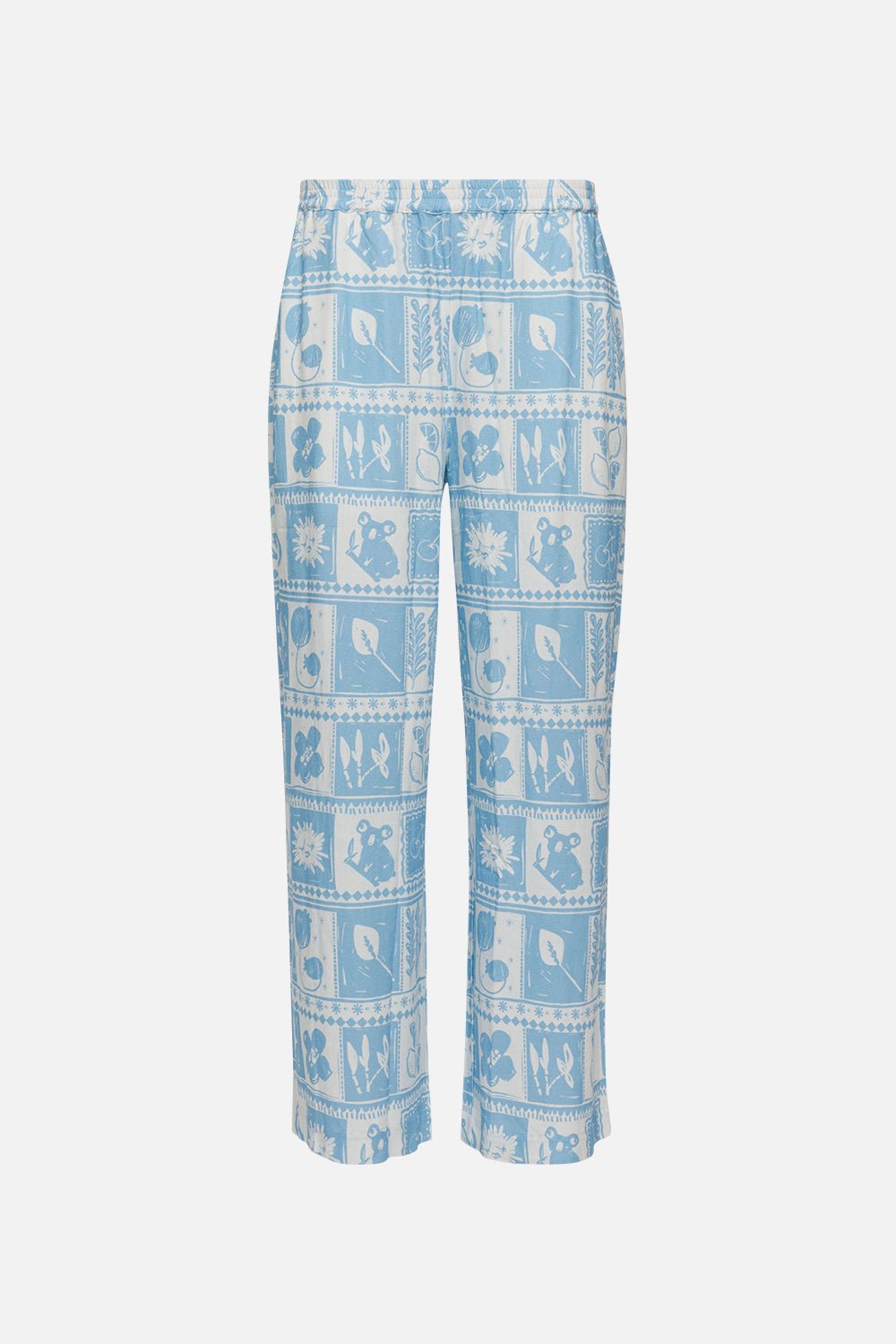 Pantalon en lin imprimé à la main