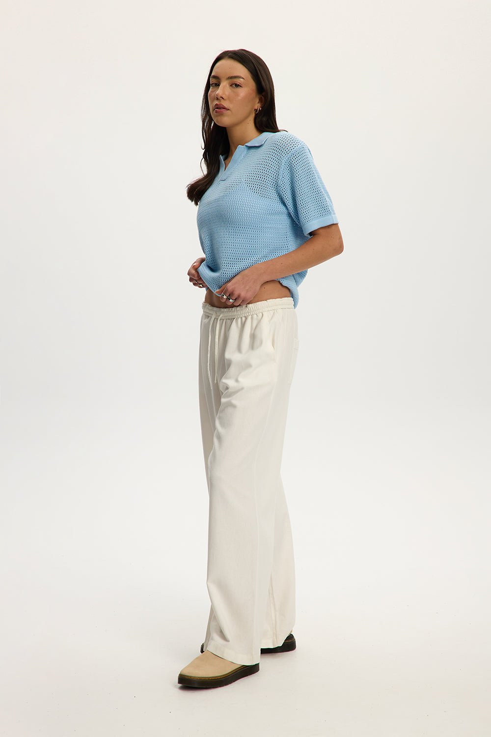 Pantalon Freya en lin décontracté à jambes larges