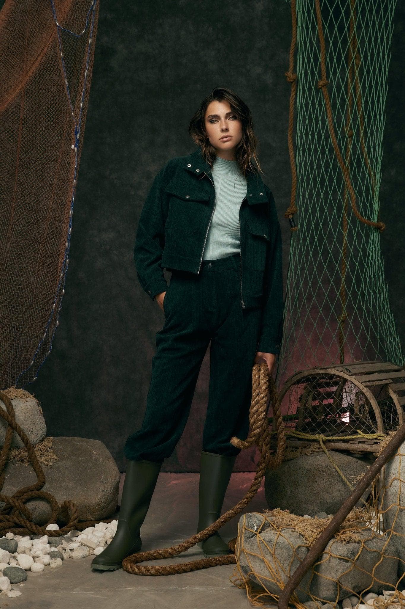 Pantalon ample en suède