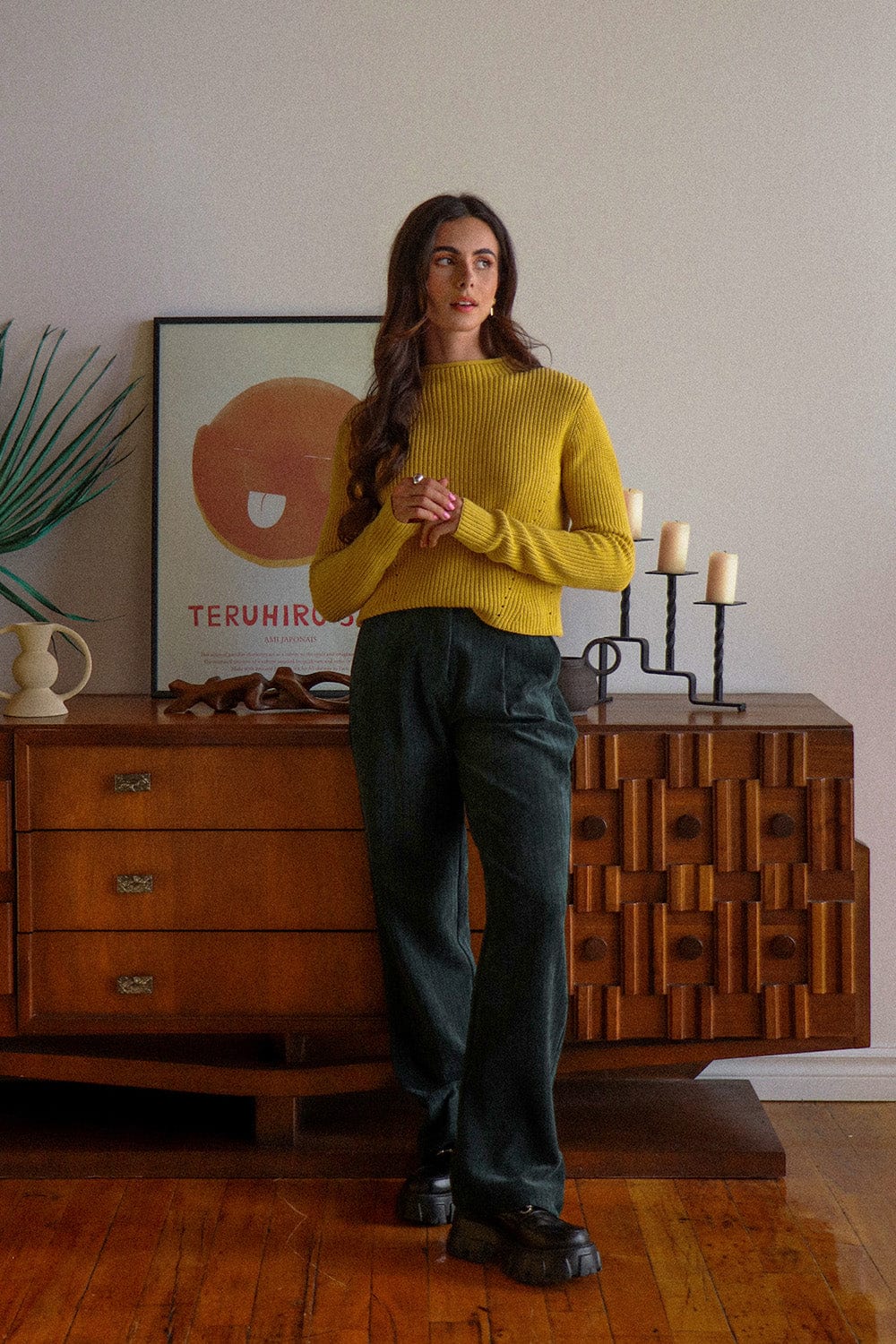 Pantalon ample en suède