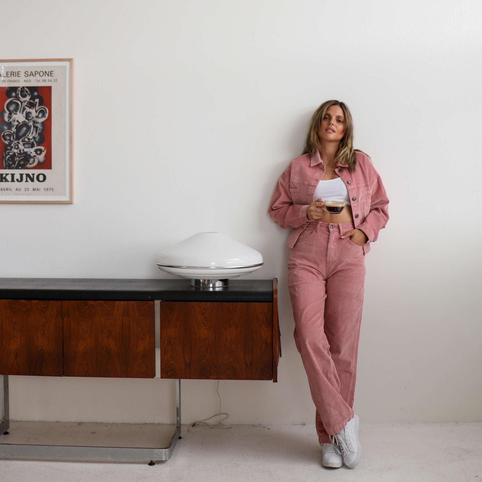 Veste-chemise courte en velours côtelé
