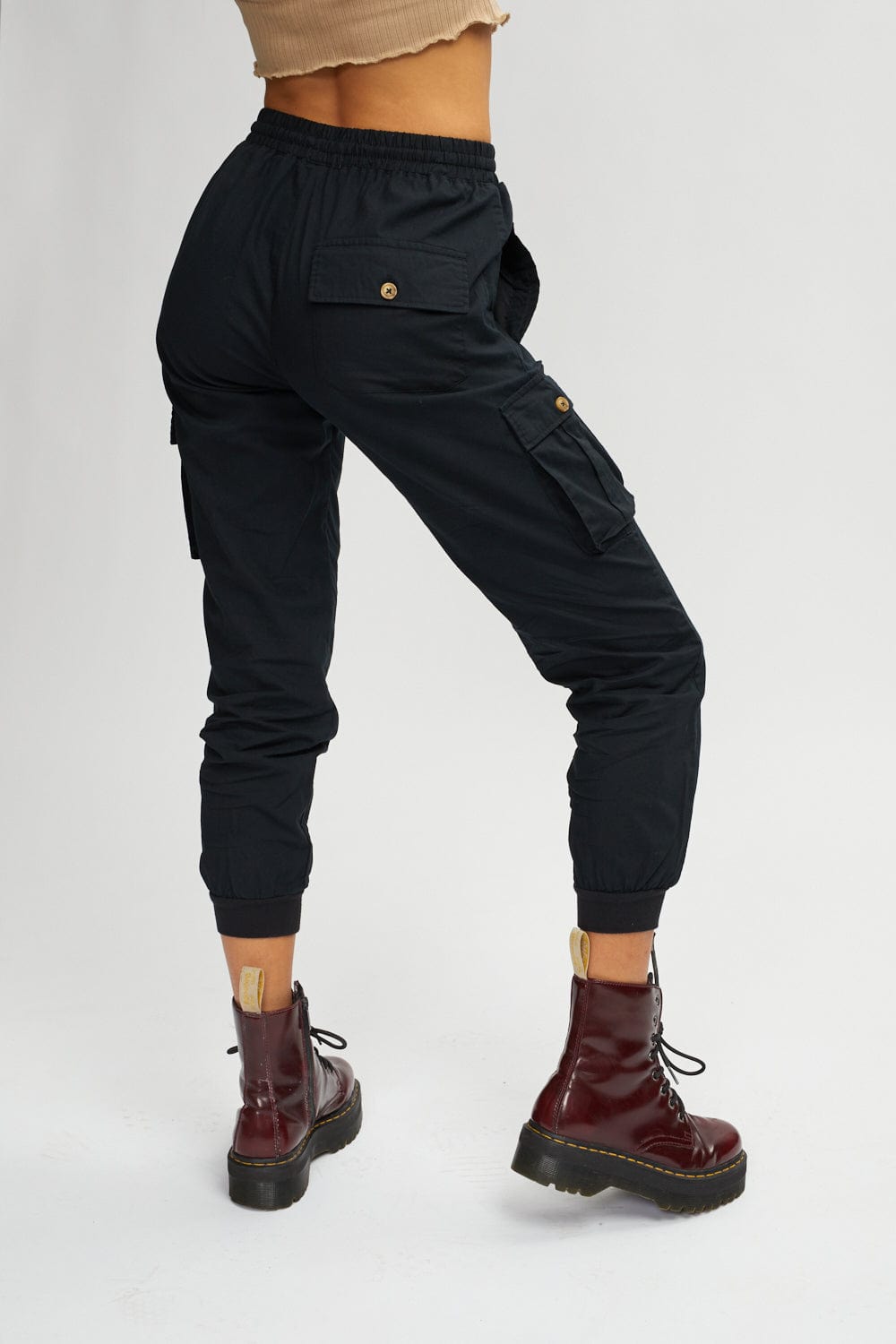 Pantalon effet lin poche cargo