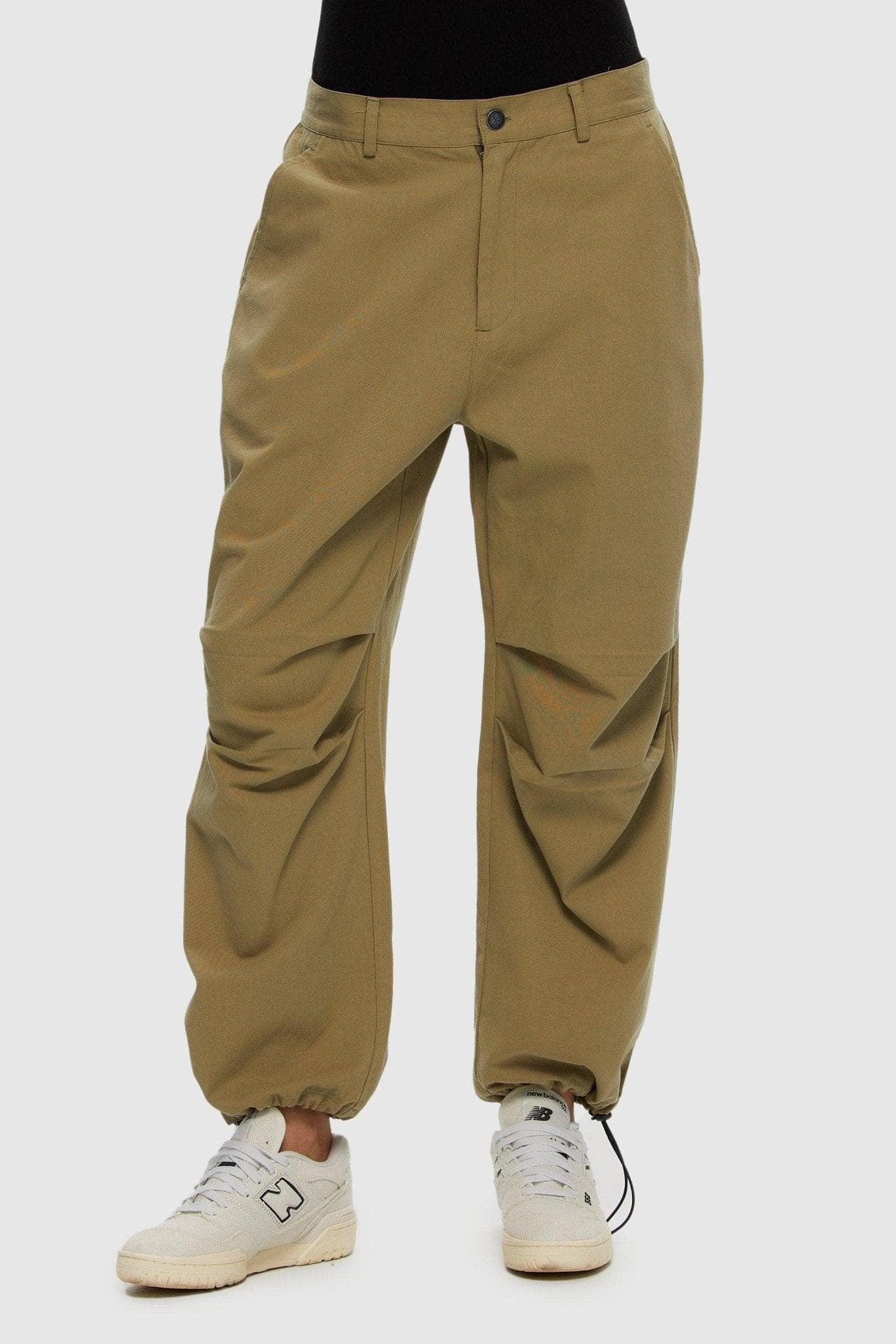 Khaki twill online joggers