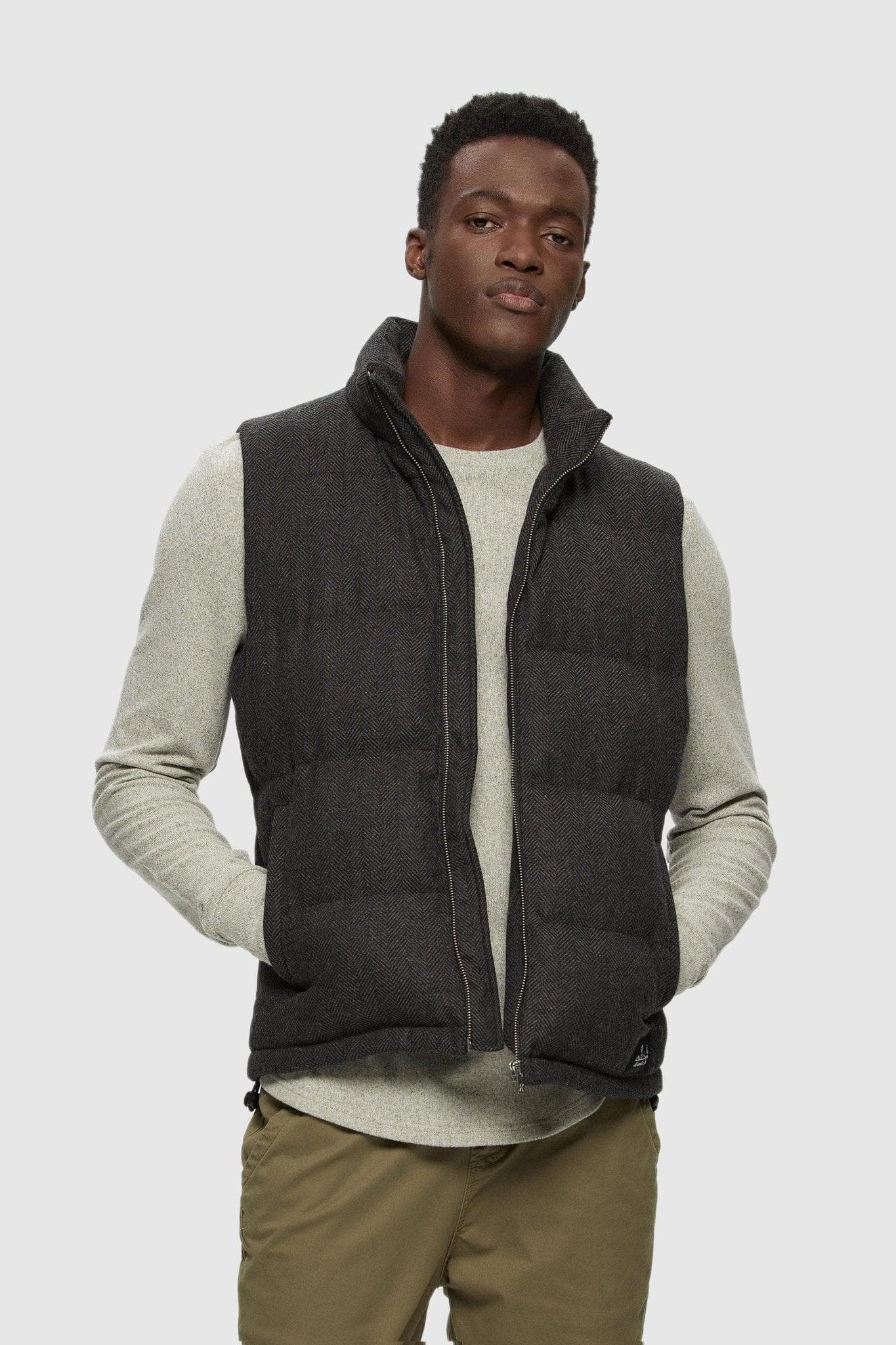 Wool Herringbone Puffer Vest