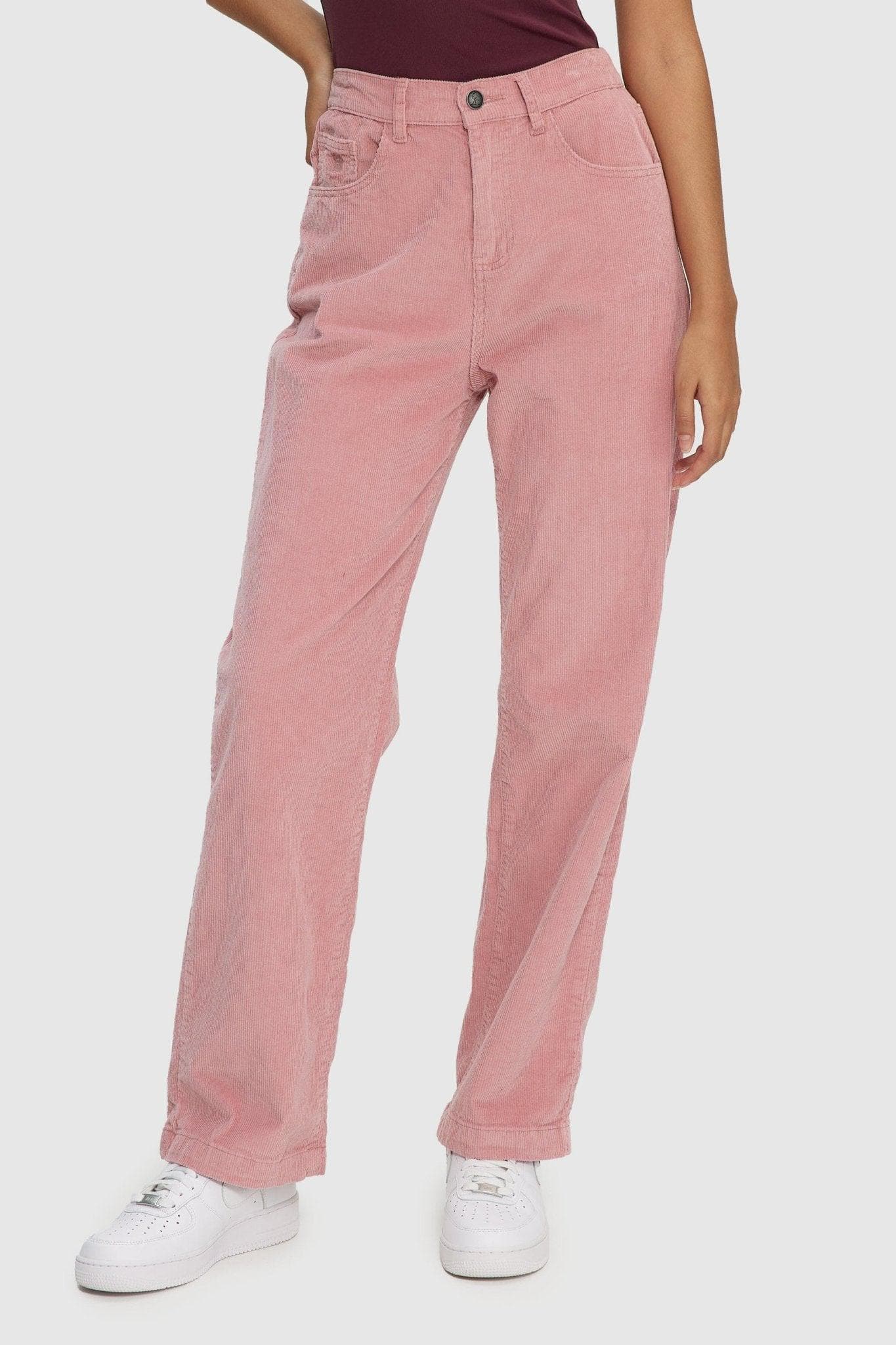 Wide-leg Corduroy Pants - Light pink - Ladies