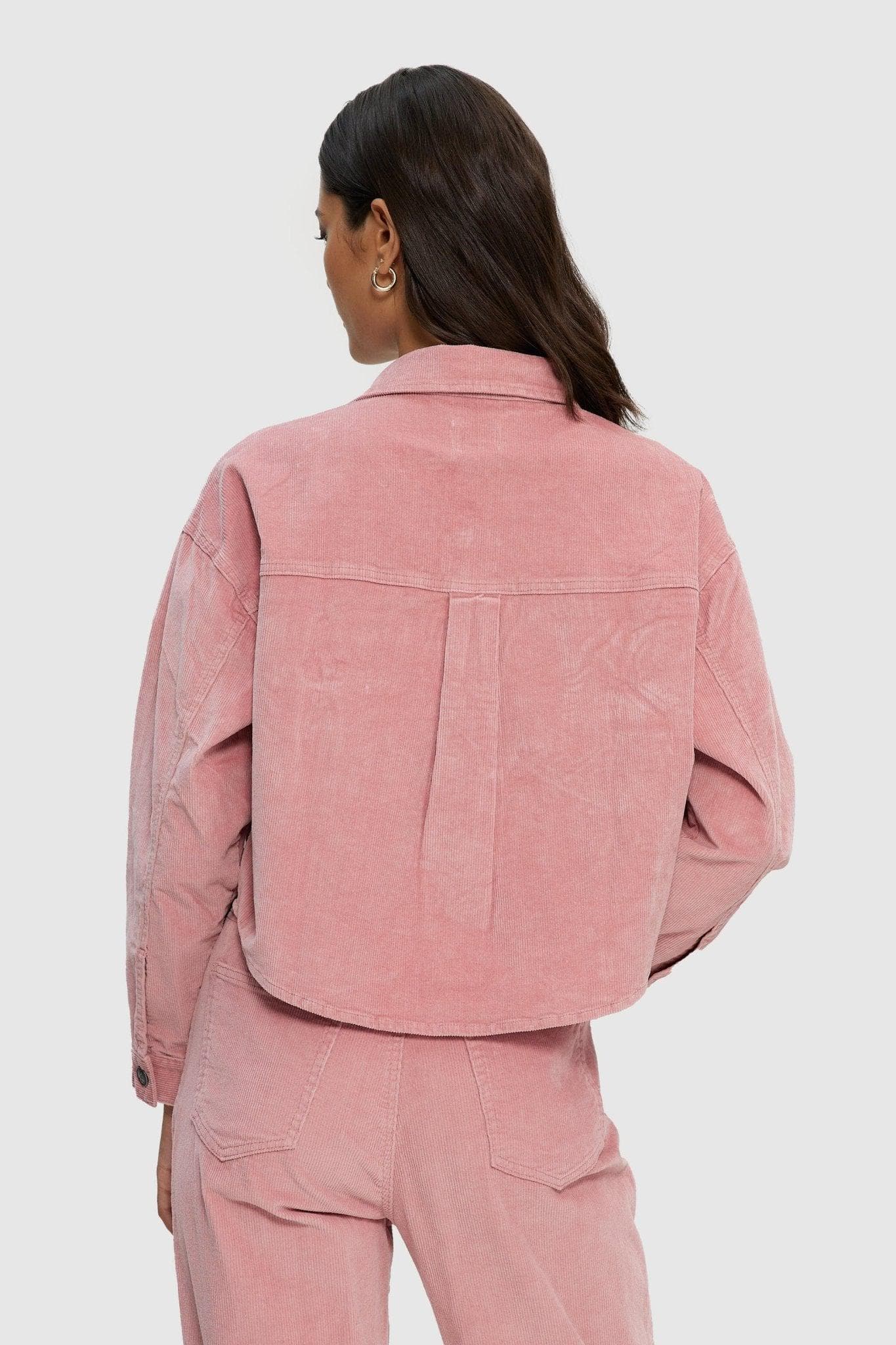 Veste-chemise courte en velours côtelé