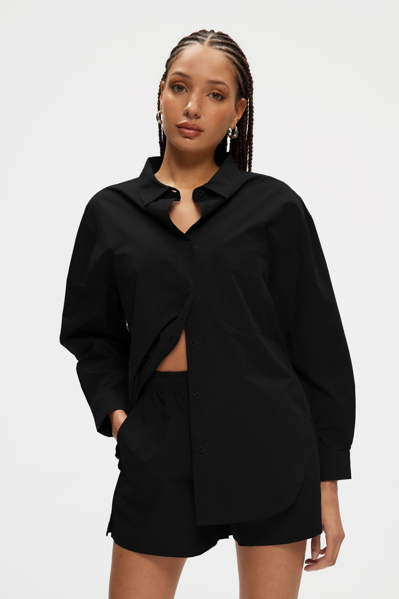 Adanola Women s Oversized Poplin Shirt in Black Size S END Clothing