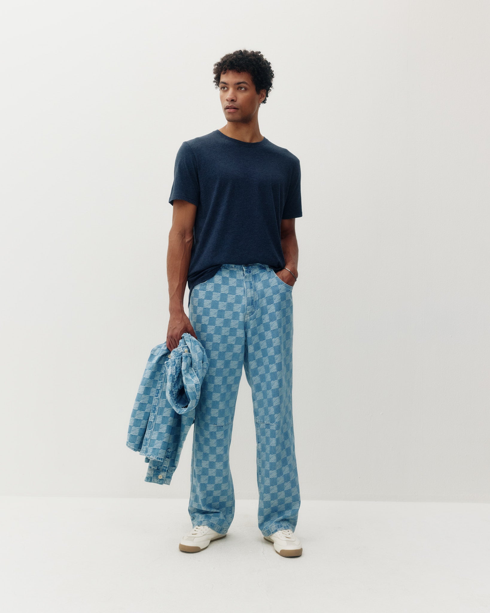 Checkered Baggy Denim