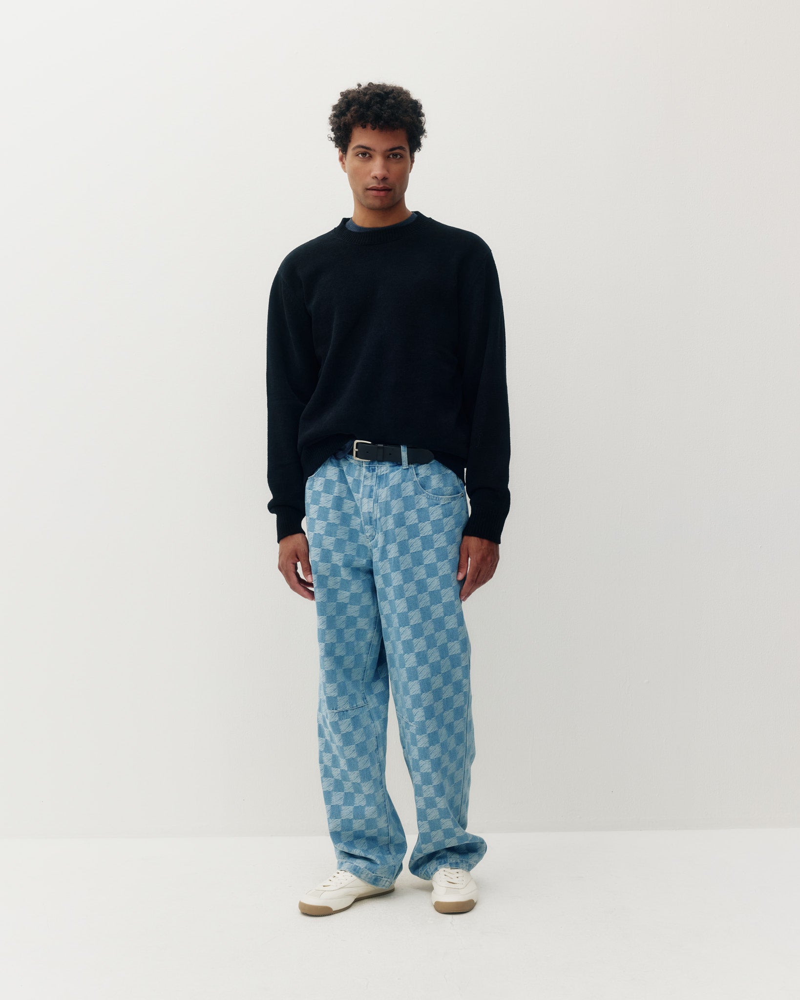 Checkered Baggy Denim