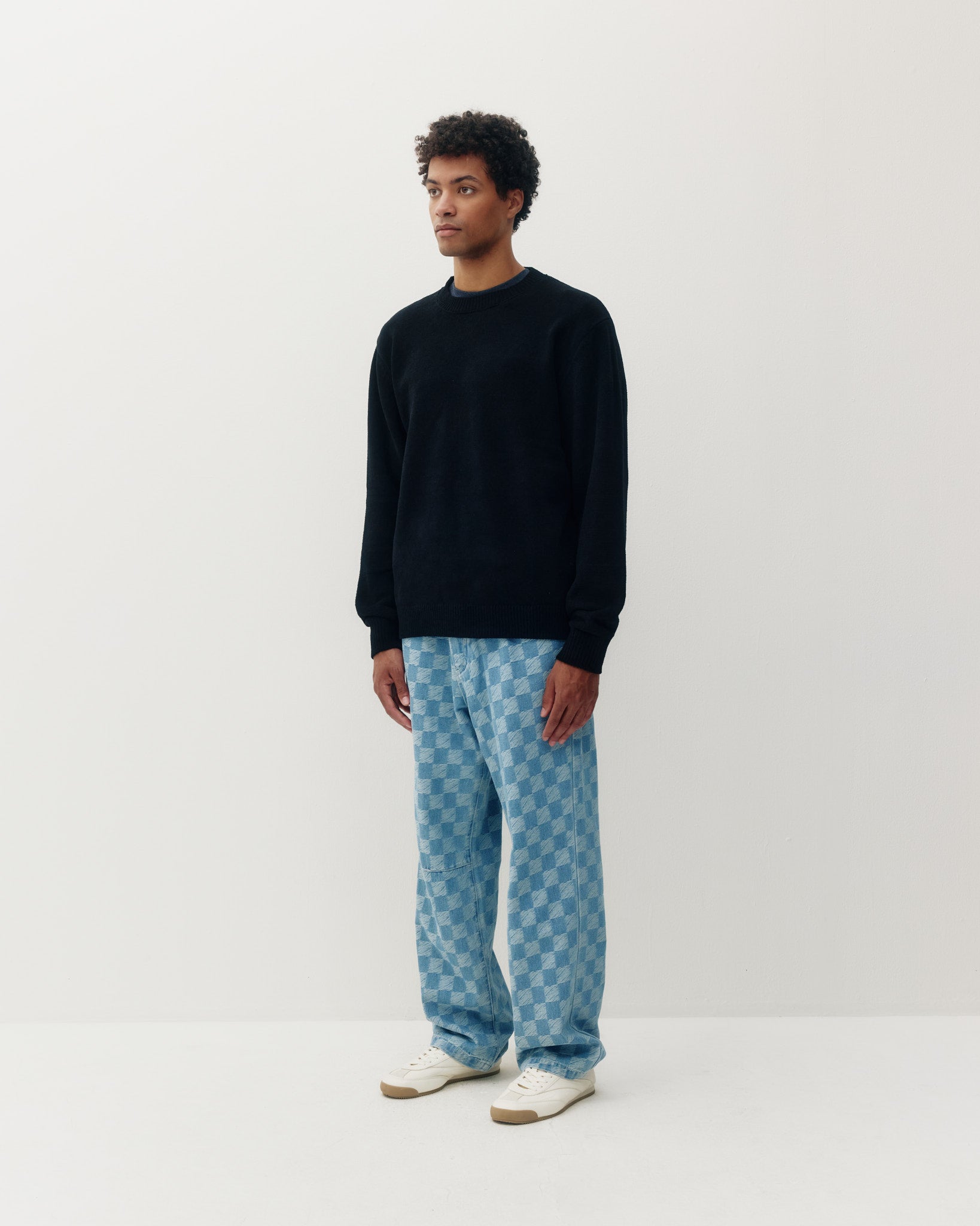 Checkered Baggy Denim