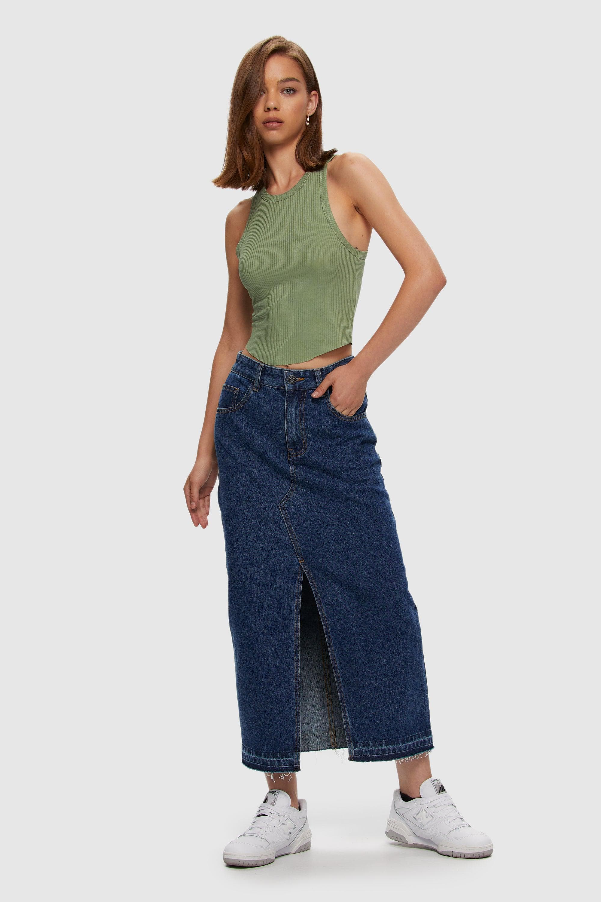 Buy Nuon by Westside Blue Denim Skirt for Online @ Tata CLiQ