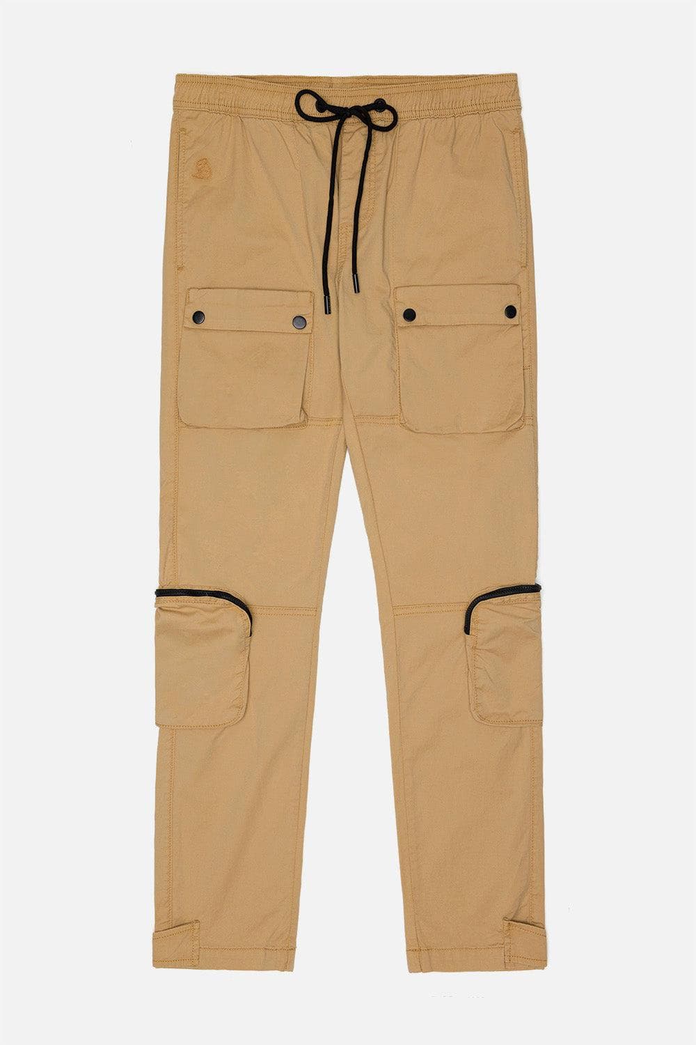 Kuwalla Tee Men's Tan Stretch Twill Hybrid Chino Skinny Stack Cargo Pants