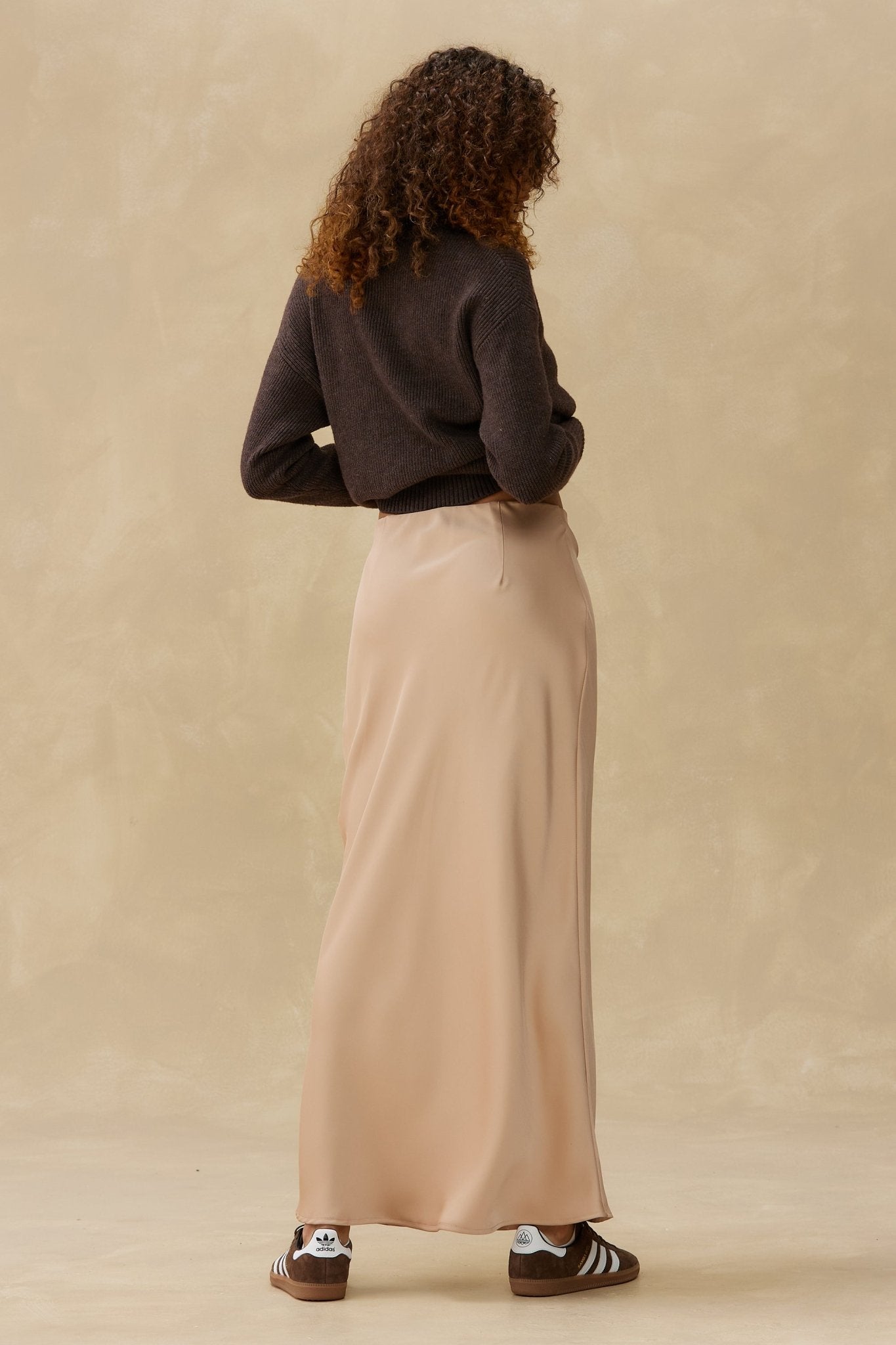 Bias-Cut Satin Slip Skirt