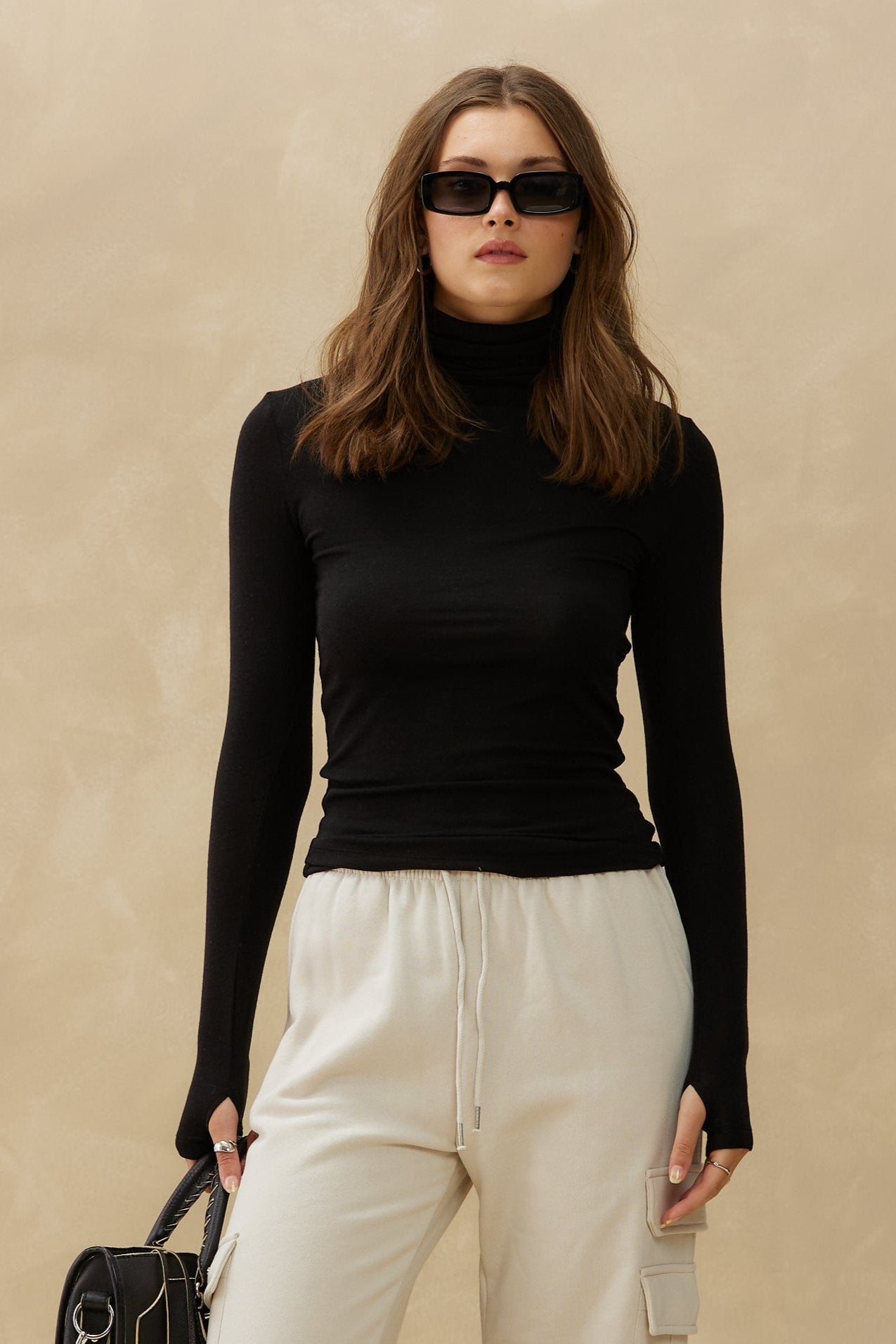 Black turtleneck layering best sale