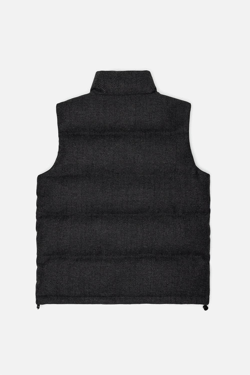 Wool Herringbone Puffer Vest Charcoal KUWALLA TEE Charcoal L