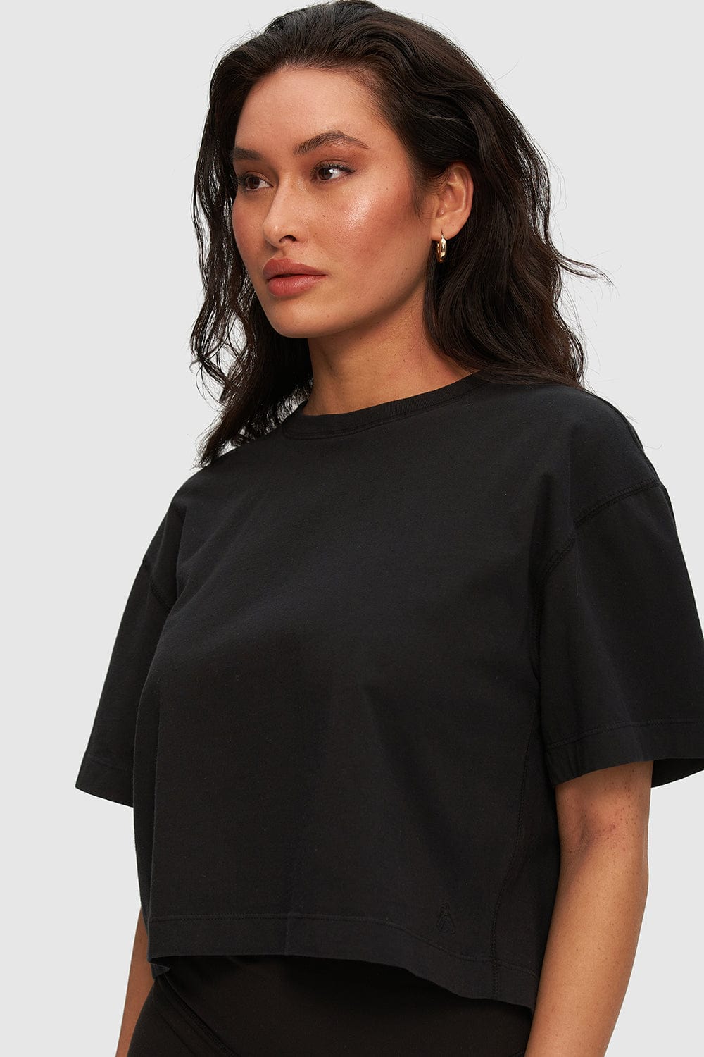 Tee shirt noir court hot sale