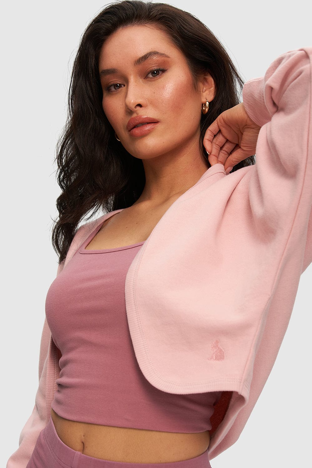 Baby pink clearance shrug cardigan