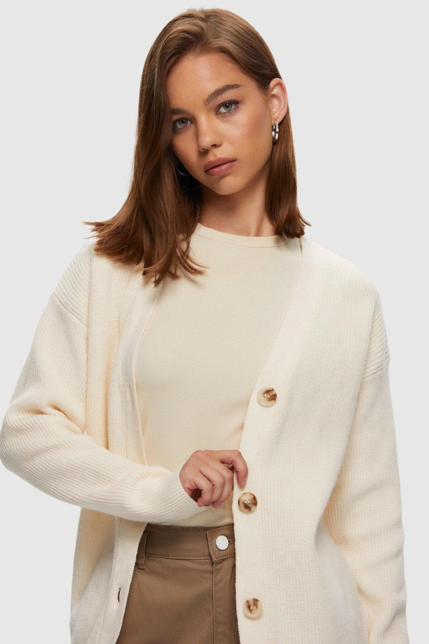 Cream button outlet cardigan