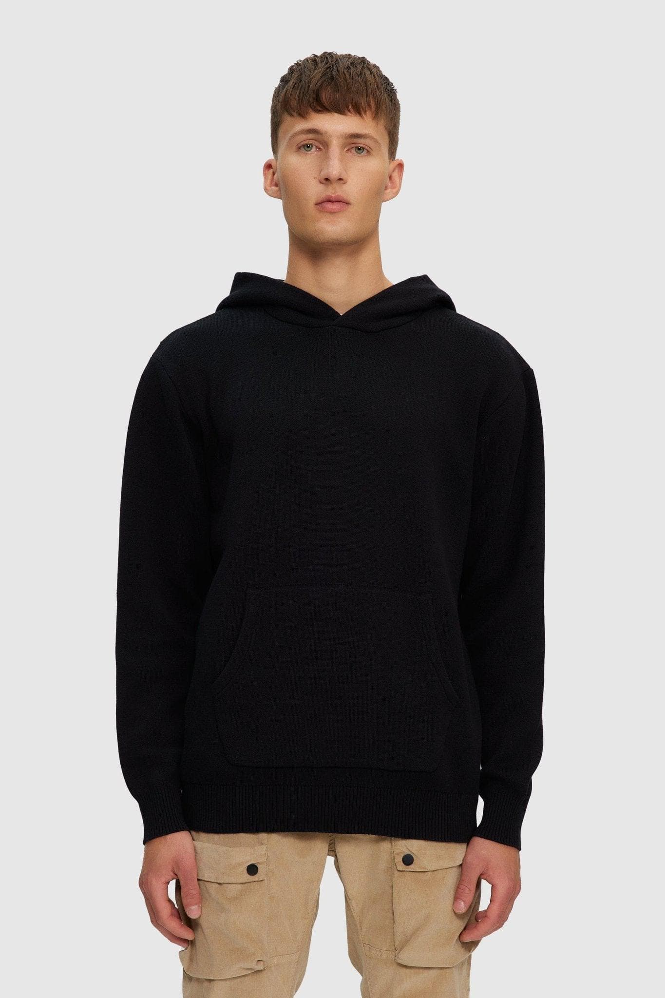 Heavyweight Knitted Hoodie Black⎪KUWALLA TEE