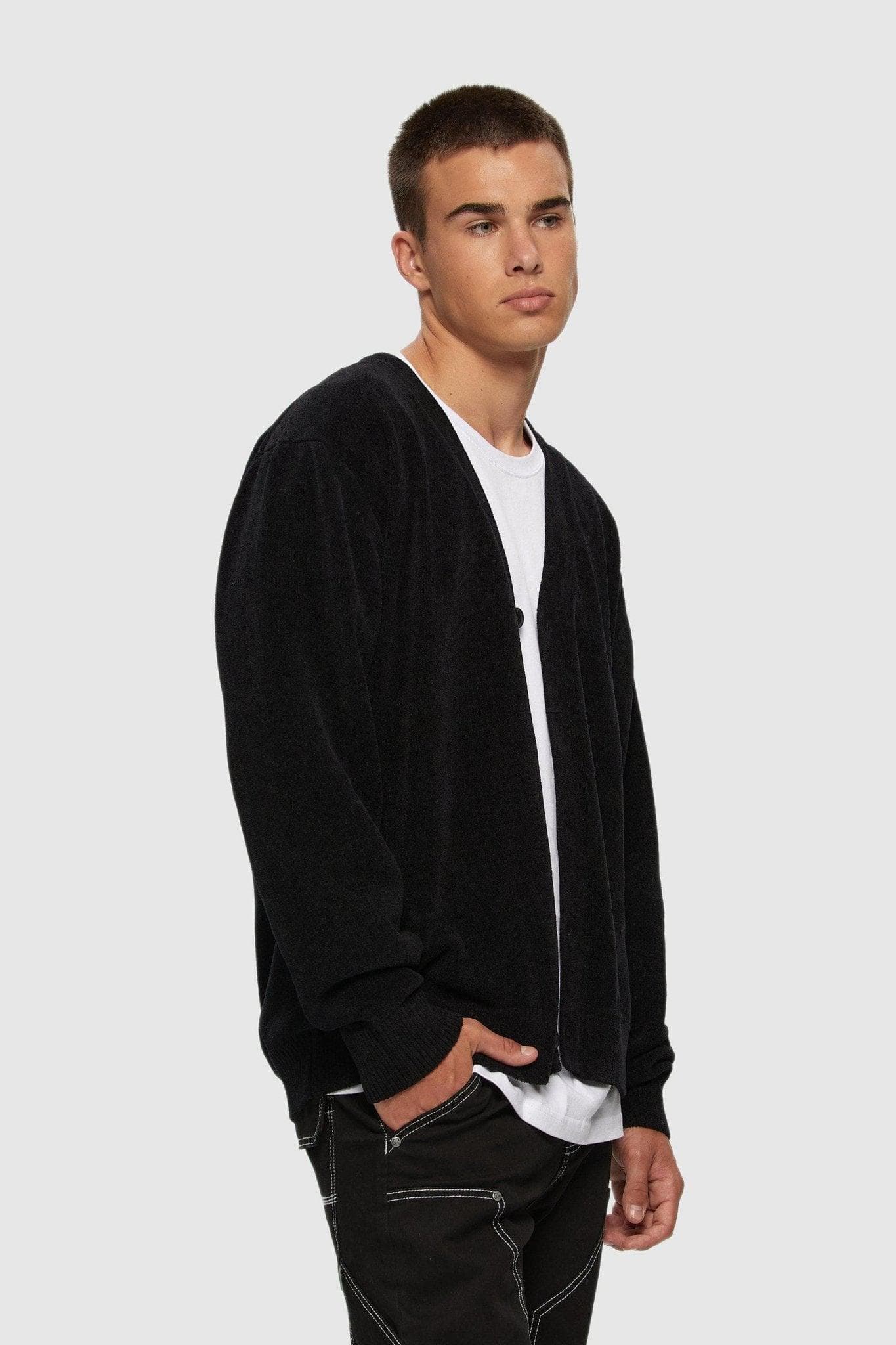 Textured Knit Cardigan Black⎟ KUWALLA TEE