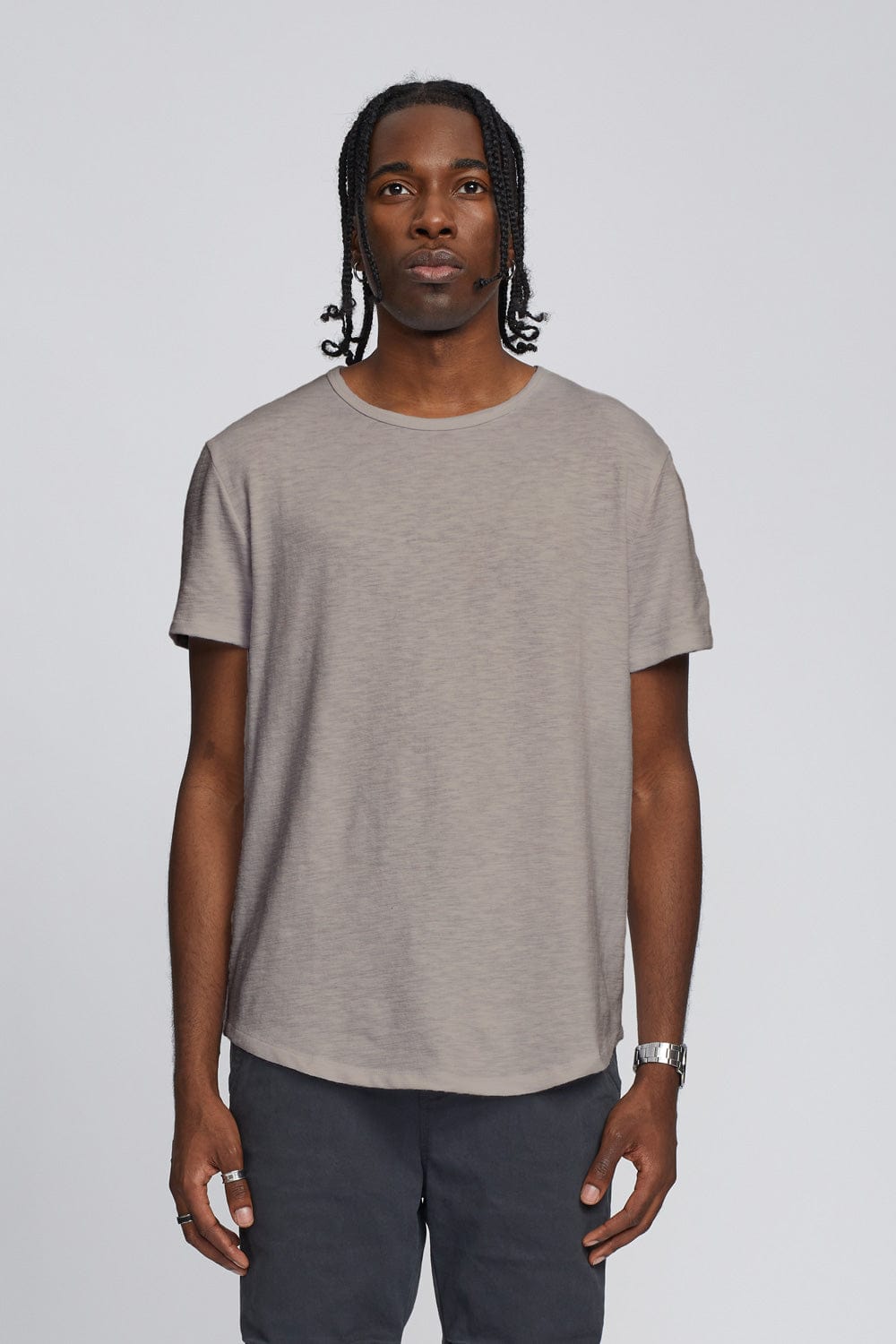 Slub Hi-Lo Tee Charcoal⎪KUWALLA TEE