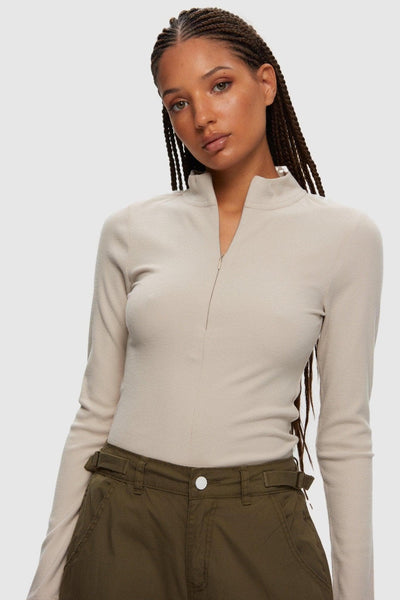 トップス iver and isla pima snap turtleneck 2y Invisible Zip Long Sleeve Ivory Cream | Kuwalla Tee