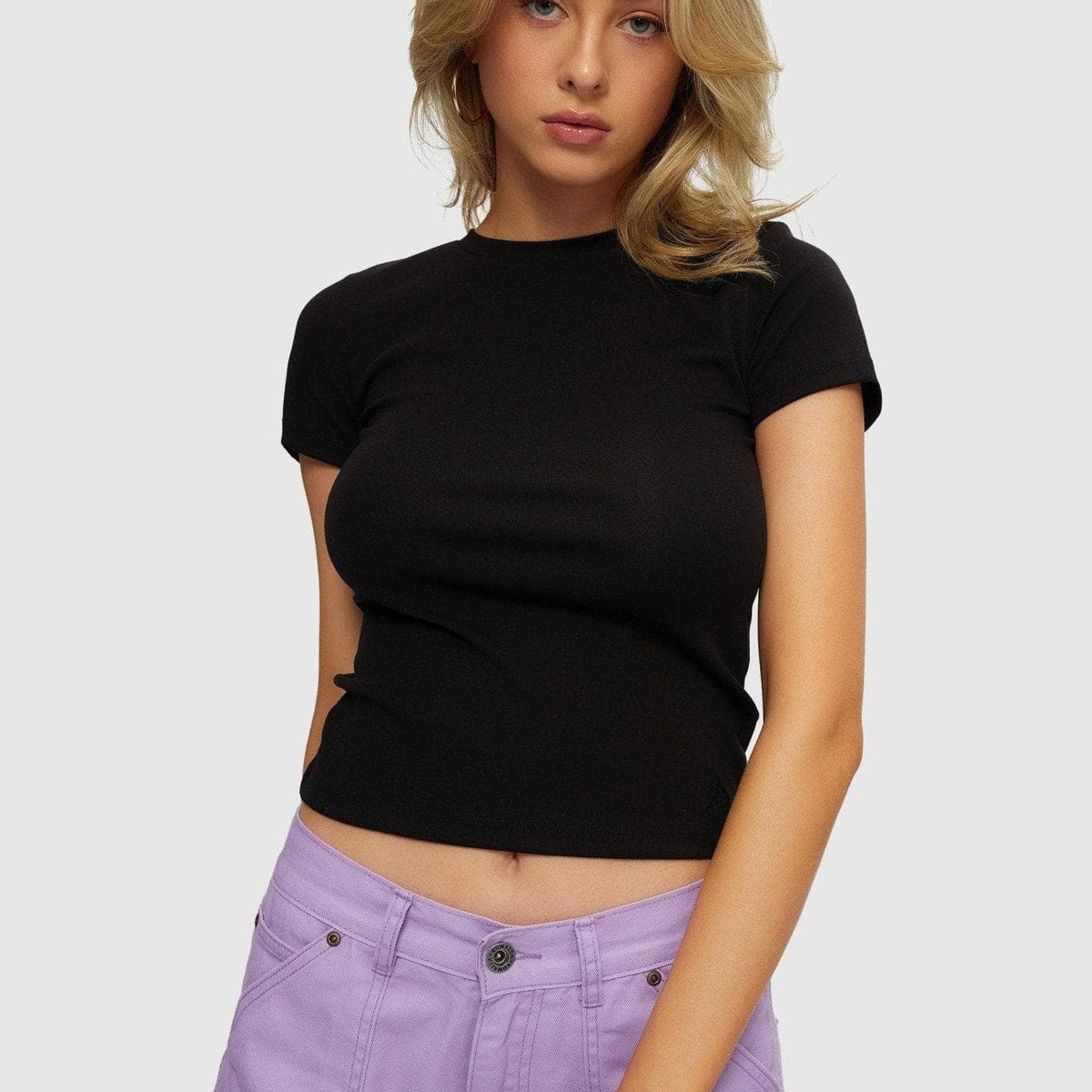 Rib Tube Top With Non Functional Buttons and Micro Short - VIBE Apparel Co.