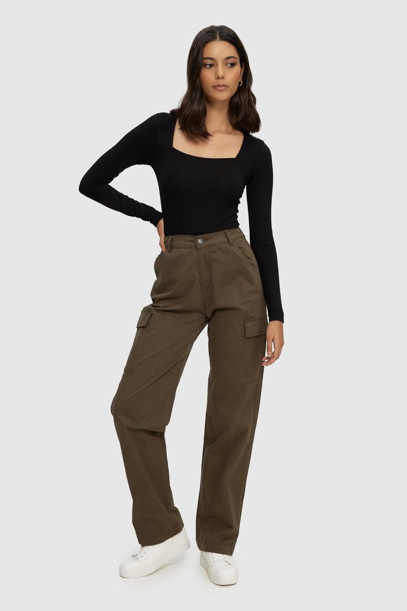 Buy Aahwan Solid Black Wide Leg Baggy with Pockets Cargo Pants for Women's  & Girls' (235-Black-26) at
