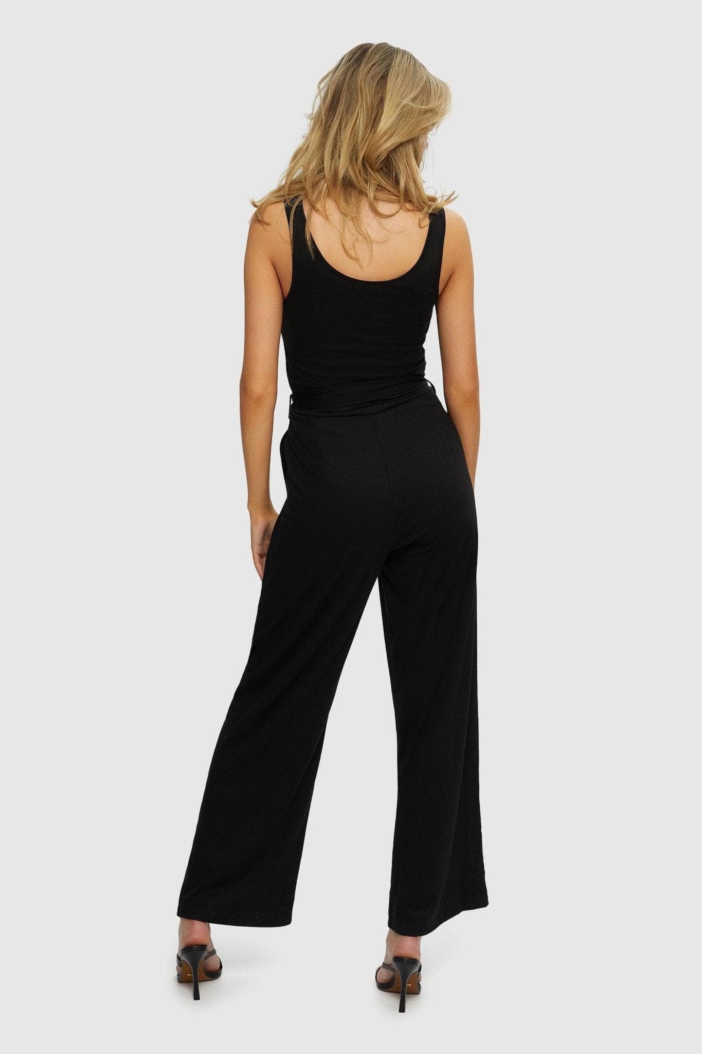 Time and Tru Hacci Pull On Wide Leg Pants, Black Women's Size XL New