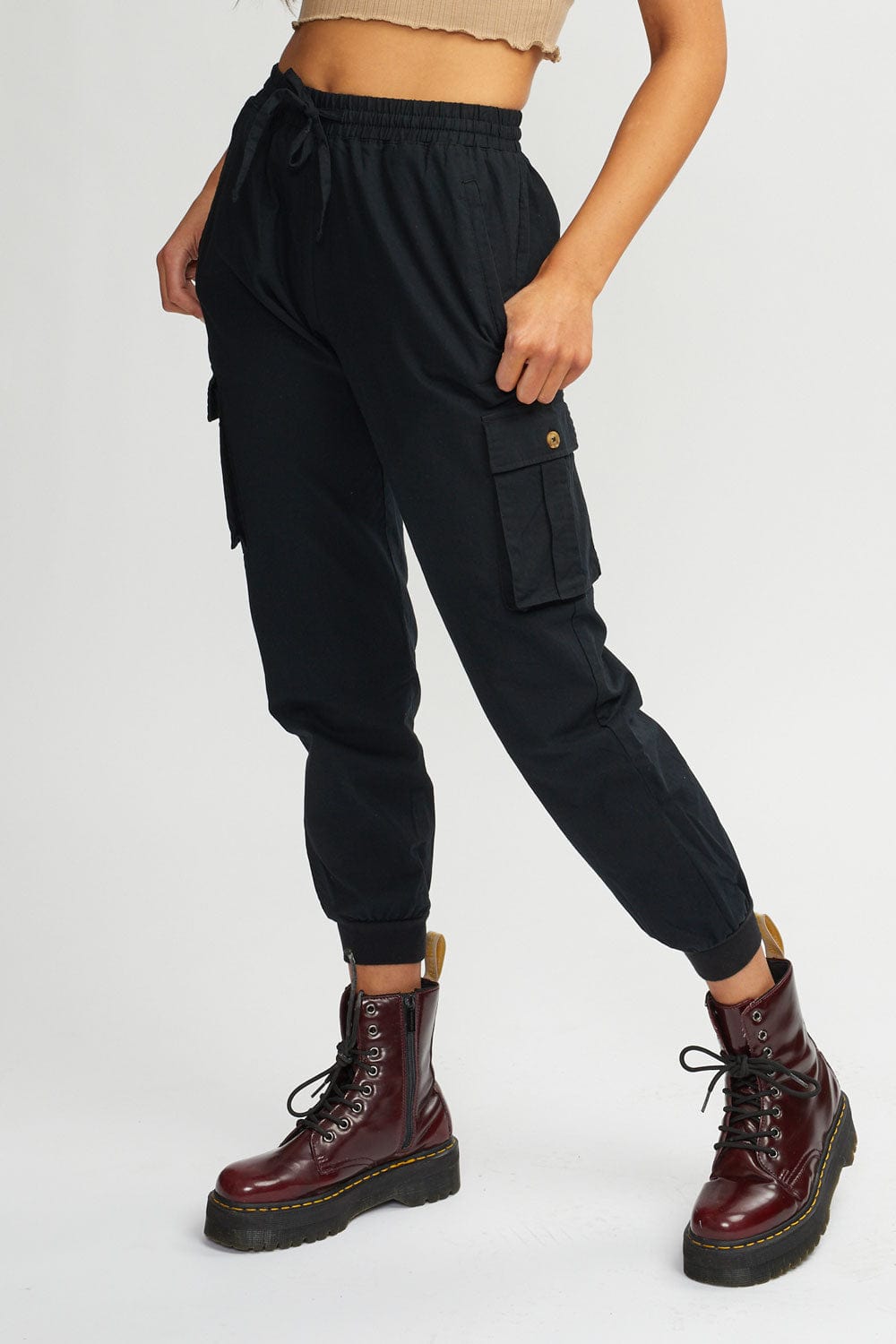 Faux Linen Cargo Pant